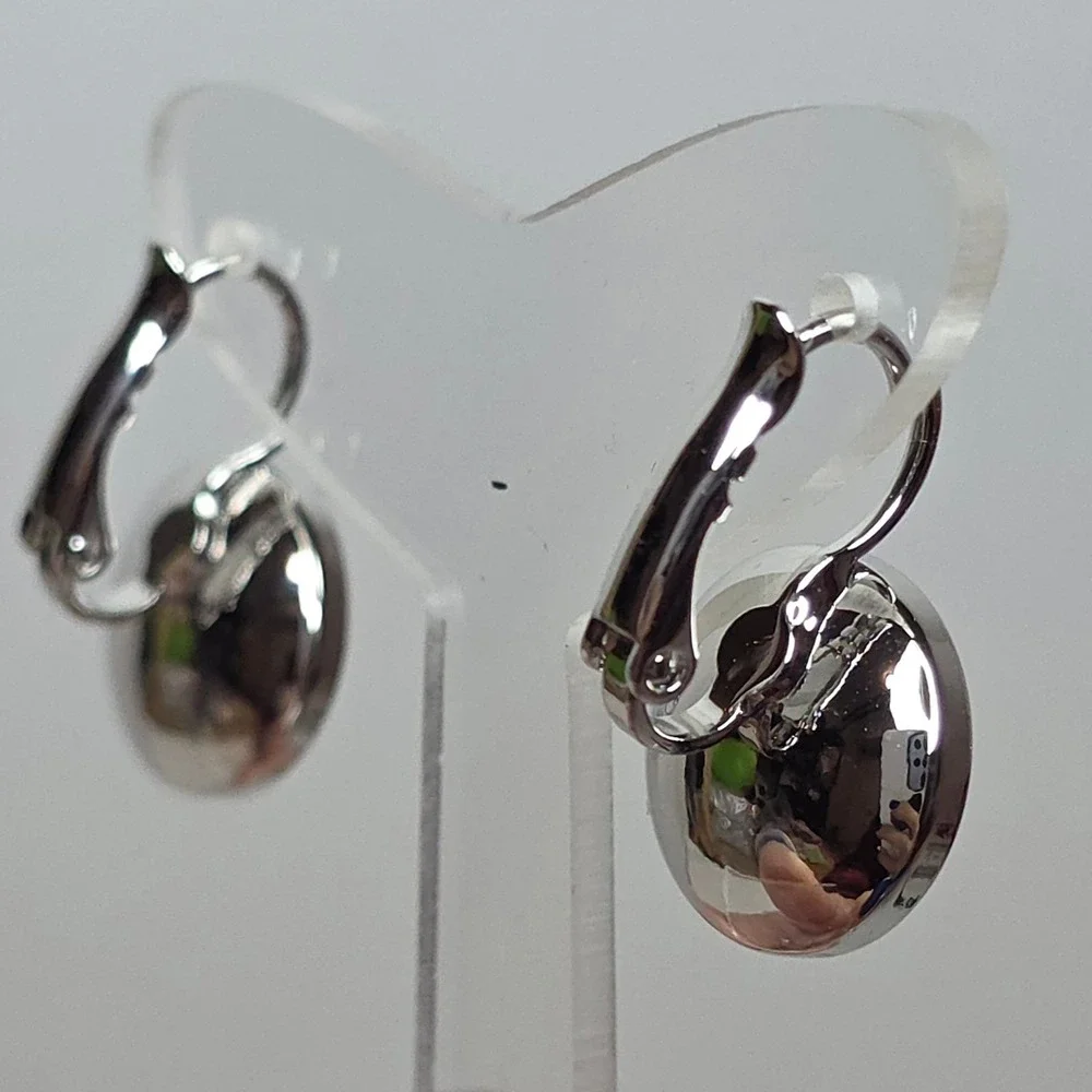 NEW Swarovski Montana BlueRound 13mm Leverback Drop Earrings Platinum Plated #3